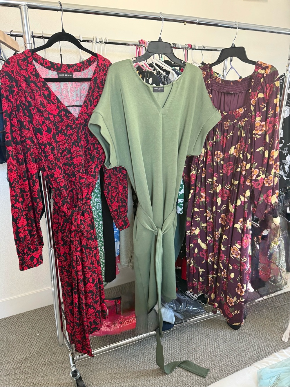 Bundle of 3 Lane Bryant Tie-Waist V-Neck Dresses